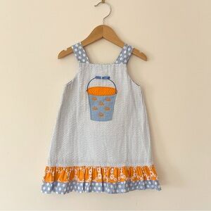 THE BAILEY BOYS EUC Reversible Seersucker Appliqué Ruffle Dress